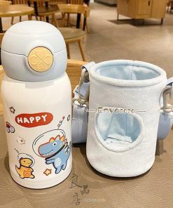 水筒 子供 ストロー カバー付き 保温 保冷 キッズ 魔法瓶 コップ付き 肩ひも付き 通園 通学 550ml 2way 女の子  おしゃれ 男の子 * 子ども用水筒