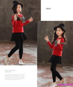 子供服 セットアップ キッズ 女の子 長袖 春秋 上下セット 韓国子供服 Tシャツ 蝶結び 長ズボン キュロット スカート 可愛い おしゃれ お出かけ 通学着 新品 * 長ズボン、ロングパンツ