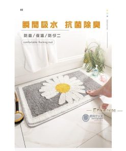 バスマット 玄関マット 花柄 室内 屋外 滑り止め 北欧 おしゃれ 吸水 ひな菊 丸洗い 速乾 玄関 洗面所 キッチン 浴室 マイクロファイバー * バスマット