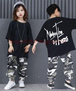 キッズ ダンス衣装 ヒップホップ HIPHOP  子供 ダンストップス 迷彩パンツ Tシャツ  ダンスパンツ 長ズボン ジャズダンス 練習着 * レッスンウエア