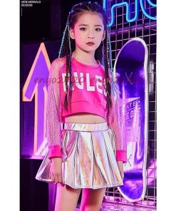 キッズ ダンス衣装  ヒップホップ チアガール キラキラ スパンコール 女の子 スカート 子供 HIPHOP チア セットアップ ジャズダンス 応援団 ステージ衣装 * ウエア