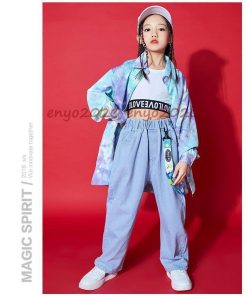 長袖シャツ ステージ衣装 子供 デニムパンツ Hiphop セットアップ 絞り染め キッズダンス衣装 ダンス発表会 練習着 デニム 発表会 ヒップホップ 上下2点セット * レッスンウエア