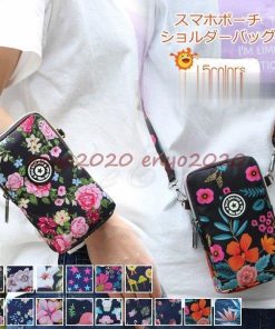 ミニ レディース スマホポーチ 財布 花柄 ポシェット 小物入れ 大容量 ショルダーバッグ 携帯入れ 斜めがけ かわいい おしゃれ きれいめ * ショルダーバッグ