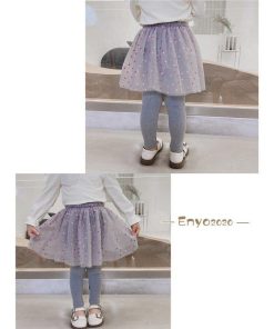 ボトムス レギンスパンツ ロングパンツ スカッツ 子供服 10分丈 こども キッズ 女の子 パンツ スカート 重ね着 チュチュスカッツ レース柄 * スカート