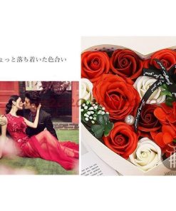 ホワイトデー 石鹸花 造花 ハート形ボックス プレゼント 結婚祝い  ボックスフラワー 代引不可 枯れない花 フラワー ソープフラワー ギフト * 花束、アレンジメント