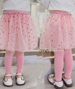 ボトムス レギンスパンツ ロングパンツ スカッツ 子供服 10分丈 こども キッズ 女の子 パンツ スカート 重ね着 チュチュスカッツ レース柄 * スカート