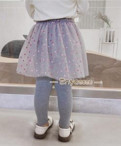 ボトムス レギンスパンツ ロングパンツ スカッツ 子供服 10分丈 こども キッズ 女の子 パンツ スカート 重ね着 チュチュスカッツ レース柄 * スカート