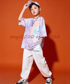 キッズ ダンス衣装  Tシャツ トップス パンツ ヒップホップ セットアップ HIPHOP 男の子 女の子 子供服 ズボン  ジャズダンス かっこいい チアガール 練習着 * レッスンウエア