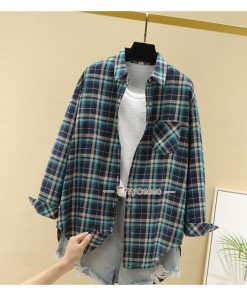 体型カバー 長袖 レディースシャツ ギンガムシャツ 通勤 ゆったり 秋服 韓国ファッション トップス 可愛い シャツアウター チェックシャツ * 長袖