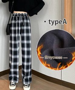 チェックパンツ ワイドパンツ 裏起毛 レディース 秋冬 コーデ 冬 ボトムス ドロストパンツ ウエストゴム イージーパンツ ゆったり 新作 代引不可 柄 おしゃれ * その他スカート、パンツ