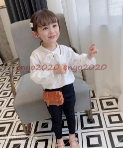 子供服 女の子 シャツ 長袖 ブラウス フォーマル 白 子供 白シャツ キッズ トップス きれいめ リボンブラウス 蝶結び 90/100/110/120/130cm * シャツ、ブラウス