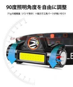 在庫処分   2022新春お祝い LED USB充電式ヘッドライト 高輝度 300ルーメン 集光 散光切替 IPX6防水 多機能 自転車用 ライト 軽量 * ヘッドライト、ヘッドランプ