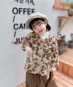 子供服 ボアジャケット キッズ コート 韓国子供服 子ども服 女の子 男の子 もこもこ ヒョウ柄裏起毛 トップス アウター  防寒 暖かい 通学 厚手 可愛い 秋冬 * コート