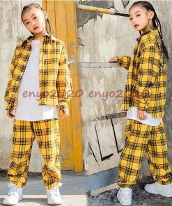 キッズダンス衣装 ヒップホップ 子供 セットアップ HIPHOP ダンス衣装 シャツ チェック柄 チェックシャツ パンツ 男の子 練習着 ジャズダンス 女の子 * レッスンウエア