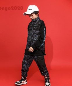 キッズ ダンス衣装 セットアップ ヒップホップ 3点セット 女の子 男の子 HIPHOP ベスト ダンスウェア 上下セット ジュニア 子供 韓国 ステージ衣装 団体 演出服 * ドレス、ダンス衣装