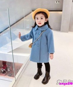 子供服 ラシャコート キッズ 女の子 厚手 無地トレンチコート 中綿コート 綿入れ ベビー ジュニア服 ロングコート 女児 アウター 防寒保温 暖かい おしやれ 秋冬 * コート