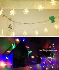 イルミネーションライト LED 雪花 電池 10m 80灯 クリスマス インテリア デコレーション ディスプレイ イベント かわいい ウォーム 暖かい光 きれい カラフル * イルミネーションライト