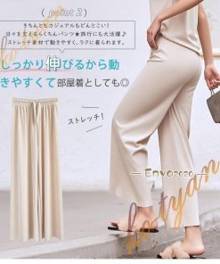 薄手 レディース ボトムス ストレッチ ひんやり ワイドパンツ 冷感 ひんやり ゆったり パンツ 夏にぴったり * その他スカート、パンツ