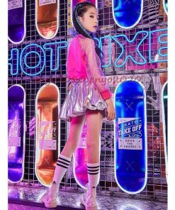 キッズ ダンス衣装  ヒップホップ チアガール キラキラ スパンコール 女の子 スカート 子供 HIPHOP チア セットアップ ジャズダンス 応援団 ステージ衣装 * ウエア