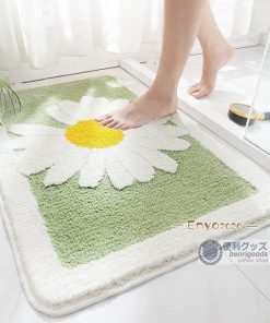 バスマット 玄関マット 花柄 室内 屋外 滑り止め 北欧 おしゃれ 吸水 ひな菊 丸洗い 速乾 玄関 洗面所 キッチン 浴室 マイクロファイバー * バスマット