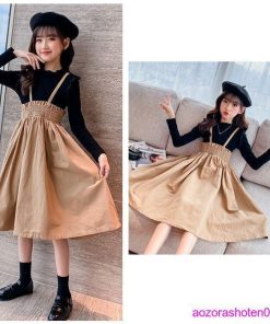 セットアップ 新作 女の子 春服 旅行 リゾート 2点セット Tシャツ+スカート オシャレ キッズ フォーマル 上下セット 長袖 120-170 ロングスカート 春着 秋着 * 上下セット