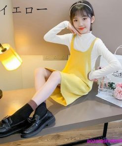 子ども服 セットアップ キッズ 女の子 上下セット 2点セット Tシャツ+サスペンダースカート 可愛い お姫様 春着 秋着 ページュ イエロー 110 150 130 140 120 * 上下セット