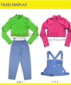 キッズ ダンス衣装 ヒップホップ 子供服 HIPHOP 長袖 トップス パンツ 長ズボン デニム ジーンス 男の子 女の子 体操服 練習着 舞台服 チアガール * レッスンウエア