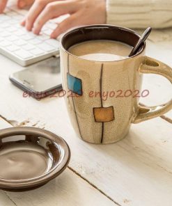 350ml 北欧 コーヒーカップ 陶器 カフェマグ 大容量 食洗機/電子レンジ/オーブン対応 コップ ティーカップ キッチン雑貨 おしゃれ ハンドメイド マグカップ 4色 * マグカップ