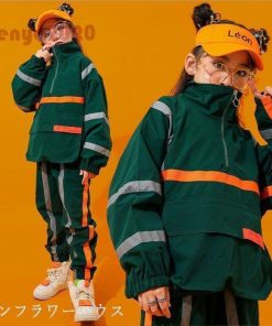 キッズ ダンス衣装 セットアップ ヒップホップ HIPHOP  子供 上下セット トップス ズボン パンツ ジャズダンス ステージ衣装 練習着 演出服 セール * 新体操ウエア