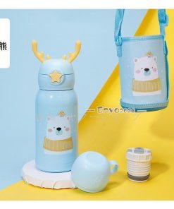 水筒 ストロー 2way 女の子 男の子 子供 500ml  魔法瓶 キッズ ボトル保温 手提げ 入園祝い 入学祝い 通園 通学 可愛い ベルト付き * 子ども用水筒