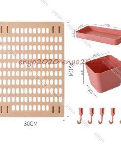 パンチングボード 有孔ボード 穴ボード 4点セット 壁掛け フック付き ボックス付き 収納 整理 整頓 工具不要 多機能 キッチン 寝室 貼り付け 部屋 寮 * ウォールシェルフ
