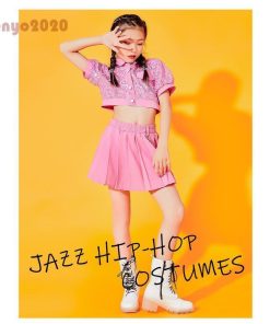 キッズ ダンス衣装 セット スパンコール トップス スカート チアガール ヒップホップ 女の子 ジャズダンス プリーツ 発表会 120-170cm 子供 ステージ衣装 * ウエア