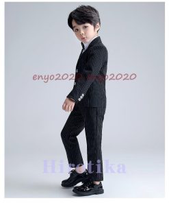 タキシード 卒業式 子供フォーマル 正統派スーツ キッズ スーツ 90-170cm 入学式 男の子 5点セット 縦ストライプ フォーマルスーツ 子供フォーマル 七五三 * スーツ、ブレザー