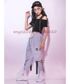 キッズダンス衣装 ヒップホップ セットアップ 上下 へそ出し トップス ダンスパンツ ズボン 子供服 ガールズ チア 女の子 団体 練習着 HIPHOP 体操服 * レッスンウエア