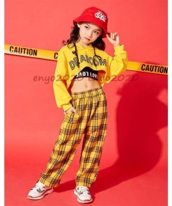 キッズダンス衣装 ヒップホップ  チェック柄 ズボン キッズダンス HIPHOP タンクトップ トップス へそ出し 女の子 ガールズ ステージ衣装 Sale 練習着 * 新体操ウエア