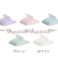 ハンガー 10本セット エコノミック すべらない 落ちない おしゃれ ランドリー収納 洗濯物干し 乾湿両用 多機能 ハンガー 選べる5色 省スペース 収納用品 セット * 物干しハンガー、ピンチ