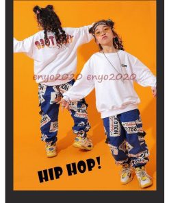 キッズ ダンス衣装 トップス パンツ ヒップホップ シャツ 女の子 男の子 HIPHOP ブラック ホワイト 子供 団体服 大きい 応援団 演出 文化祭 発表会 イベント * レッスンウエア