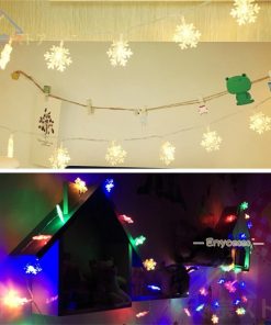 イルミネーションライト LED 雪花 電池 10m 80灯 クリスマス インテリア デコレーション ディスプレイ イベント かわいい ウォーム 暖かい光 きれい カラフル * イルミネーションライト