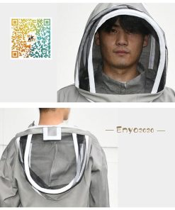 2点セット 養蜂 防護服 作業服 作業着 フード付き フェイスネット付 通気 害虫駆除 虫よけ 防虫 隙間なし日焼け対策 農作業 草刈り　ガーデニング アウトドア * 蜂防護服