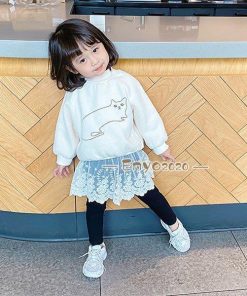 子供服 ボトムス 10分丈 パンツ ロングパンツ チュチュスカッツ こども 女の子 スカッツ レース柄 キッズ 重ね着 スカート レギンスパンツ * スカート