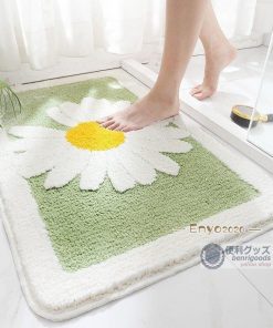 バスマット 玄関マット 花柄 室内 屋外 滑り止め 北欧 おしゃれ 吸水 ひな菊 丸洗い 速乾 玄関 洗面所 キッチン 浴室 マイクロファイバー * バスマット