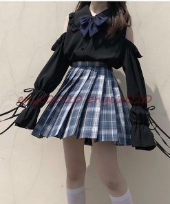 セーラー服 シャツブラウス 学生制服 長袖 プリーツスカートセット カジュアル ボタン付き かわいい レディース おしゃれ きれいめ * セーラー服