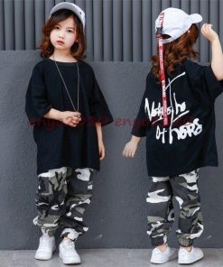 キッズ ダンス衣装 ヒップホップ HIPHOP  子供 ダンストップス 迷彩パンツ Tシャツ  ダンスパンツ 長ズボン ジャズダンス 練習着 * レッスンウエア