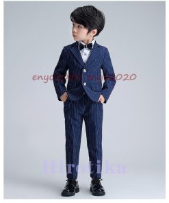 タキシード 卒業式 子供フォーマル 正統派スーツ キッズ スーツ 90-170cm 入学式 男の子 5点セット 縦ストライプ フォーマルスーツ 子供フォーマル 七五三 * スーツ、ブレザー