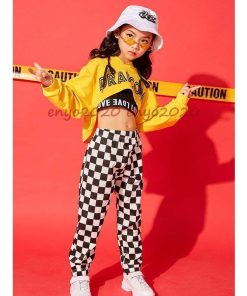 キッズダンス衣装 ヒップホップ  チェック柄 ズボン キッズダンス HIPHOP タンクトップ トップス へそ出し 女の子 ガールズ ステージ衣装 Sale 練習着 * 新体操ウエア