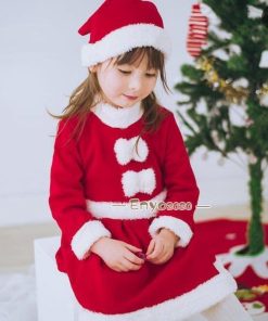 ワンピース&amp;帽子 キッズ サンタ服 2点セット サンタコスプレ 女の子 パーティー クリスマス衣装 サンタクロース * キャラクター衣装