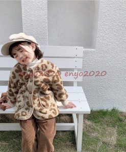 子供服 ボアジャケット キッズ コート 韓国子供服 子ども服 女の子 男の子 もこもこ ヒョウ柄裏起毛 トップス アウター  防寒 暖かい 通学 厚手 可愛い 秋冬 * コート