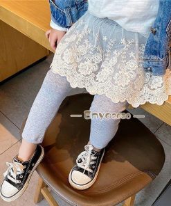 子供服 ボトムス 10分丈 パンツ ロングパンツ チュチュスカッツ こども 女の子 スカッツ レース柄 キッズ 重ね着 スカート レギンスパンツ * スカート