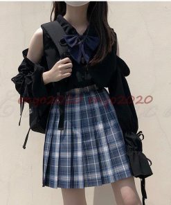 セーラー服 シャツブラウス 学生制服 長袖 プリーツスカートセット カジュアル ボタン付き かわいい レディース おしゃれ きれいめ * セーラー服