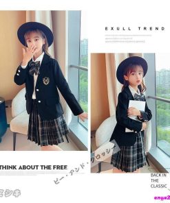 子供服 卒業式 女子 スーツ ジャケット 4点セット 卒服 女の子 チェック柄 プリーツスカート スクール 制服 発表会 七五三 110 140 セットアップ 170cm 半袖 * スーツ、ブレザー